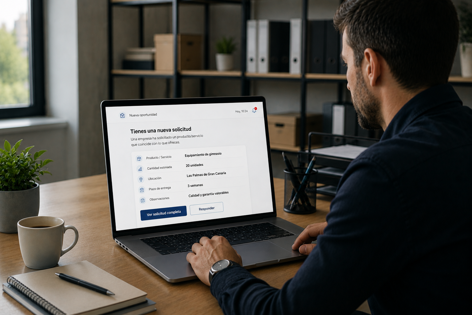 Proveedor recibiendo una oportunidad comercial