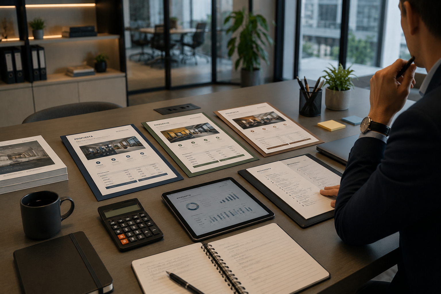 Empresa comparando diferentes propuestas de proveedores
